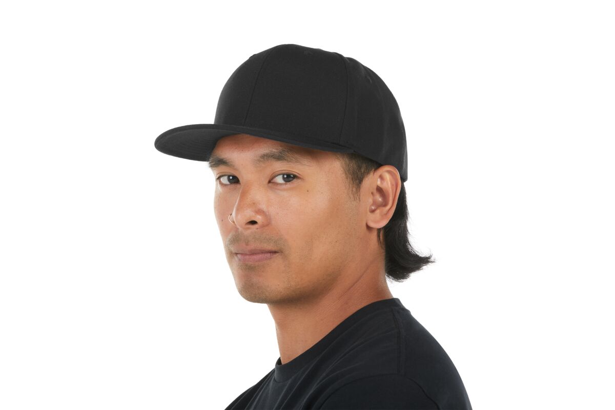 recycled-poly-classic-6-panel-hat-f2 WebPDP-HAT001002_Recycled_Poly_Classic_6Panel_Hat_Black_Studio_Harper_Studios_0723_Side_3__HAT001002OS.jpg