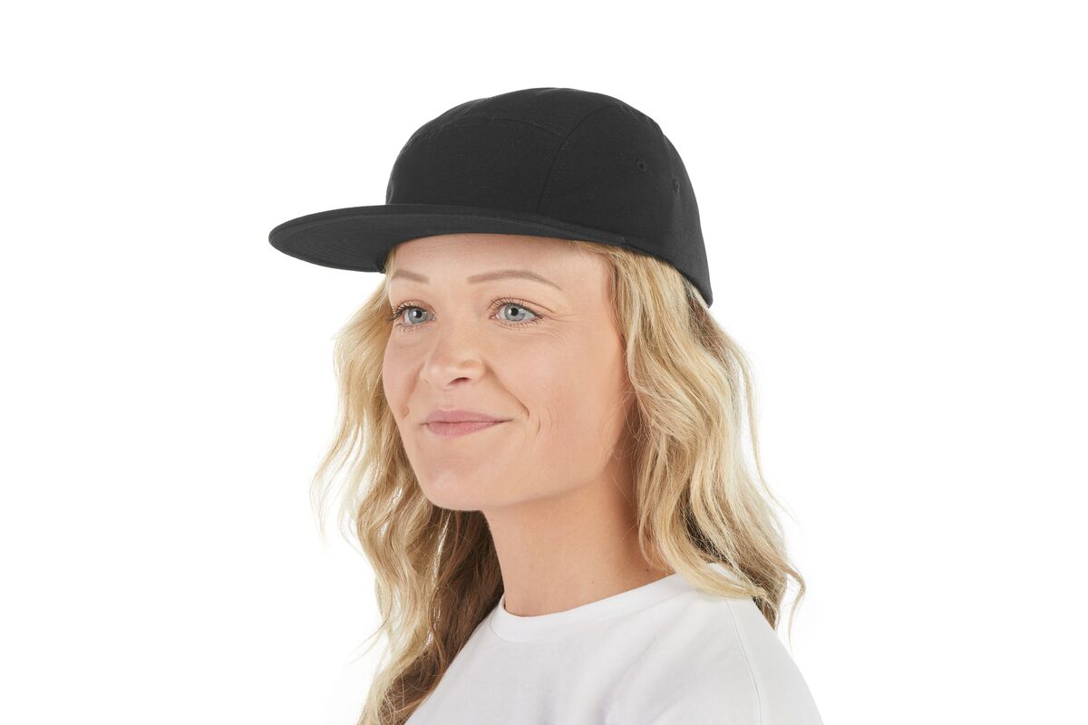 recycled-poly-flat-brim-5-panel-hat-x1 WebPDP-HAT003002_Recycled_Poly_Flat_Brim_5Panel_Hat_Black_Studio_Harper_Studios_0723_Front_2__HAT003002OS.jpg