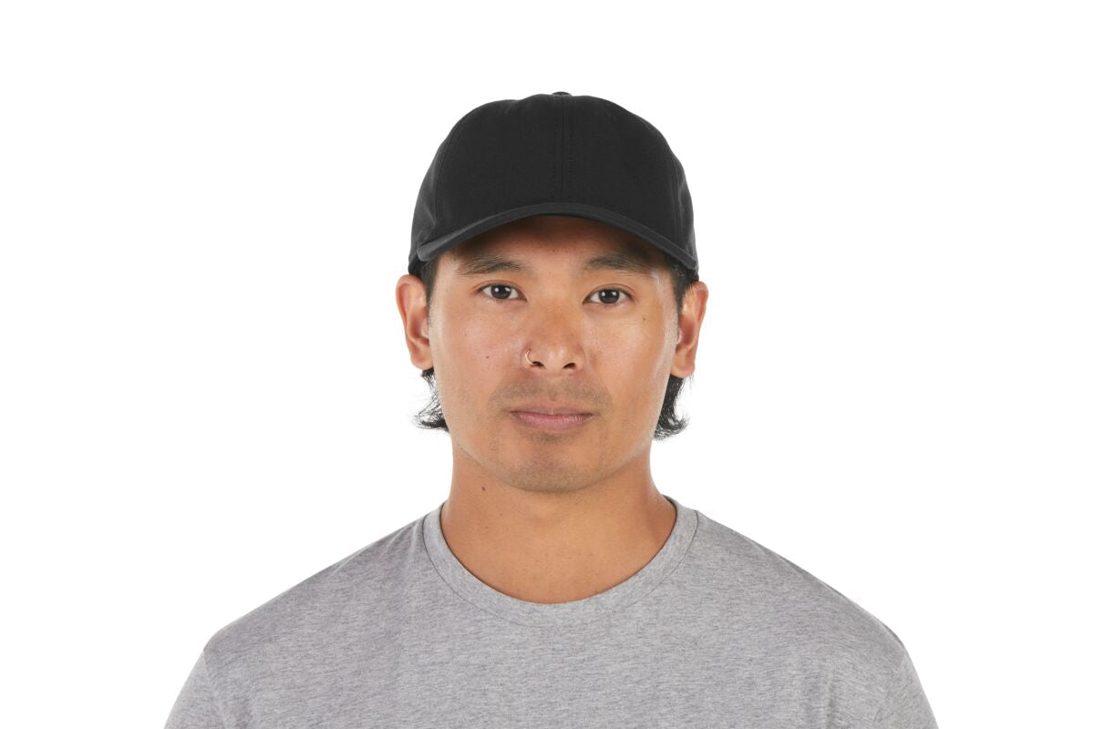recycled-poly-dad-hat-o1 WebPDP-HAT004002_Recycled_Poly_Dad_Hat_Black_Studio_Harper_Studios_0723_Front__HAT004002OS.jpg